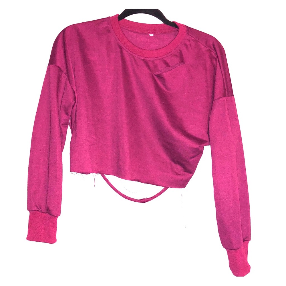 Burgundy Long Sleeve Crop Top | Online Store